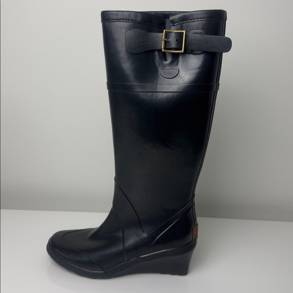 KORS Michael Kors Black Ruby Wedge Knee-High Rain Boots – Women’s US 7 - Picture 5 of 9